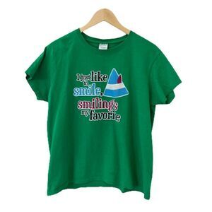 I just like to smile, Smiling's My Favorite! Buddy The Elf T-Shirt Large